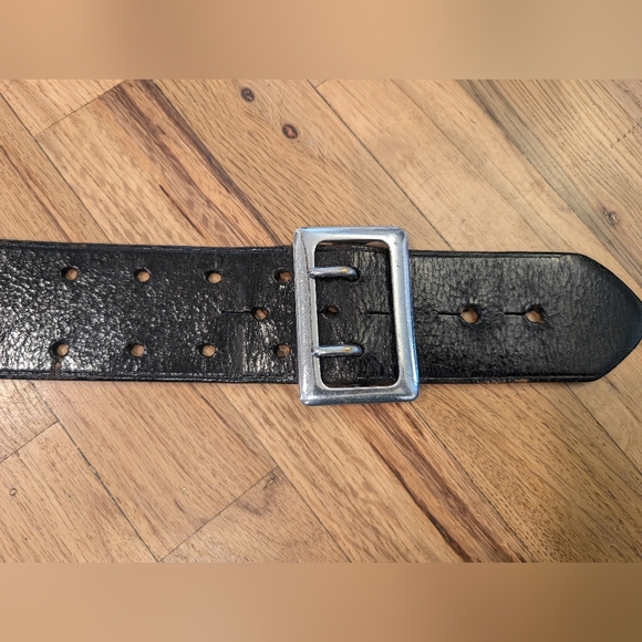 Black Leather Gun Belt Safety Speed Holster Belt Montebello Cal Belt 32 USA - Picture 8 of 15